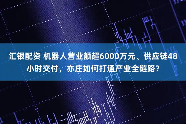 汇银配资 机器人营业额超6000万元、供应链48小时交付，亦庄如何打通产业全链路？